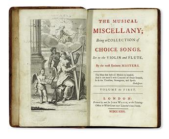 MUSIC.  The Musical Miscellany; being, A Collection of Choice Songs, set to the Violin and Flute.  6 vols.  1729-31